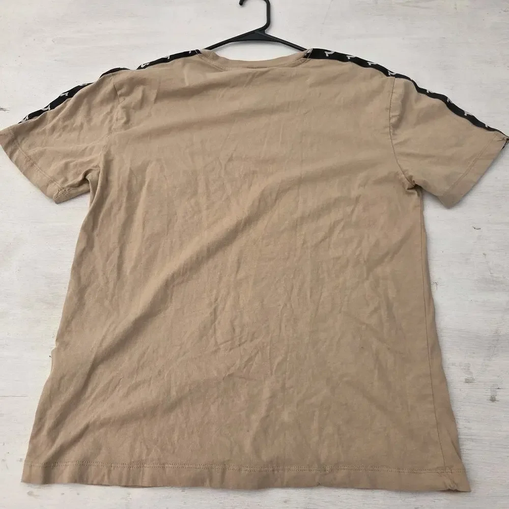True Religion Men's L Beige Cotton Logo Graphic Crew Neck Short Sleeve Tee